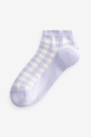 Multi Pastel Gingham Trainer Socks 5 Pack - Image 2 of 6