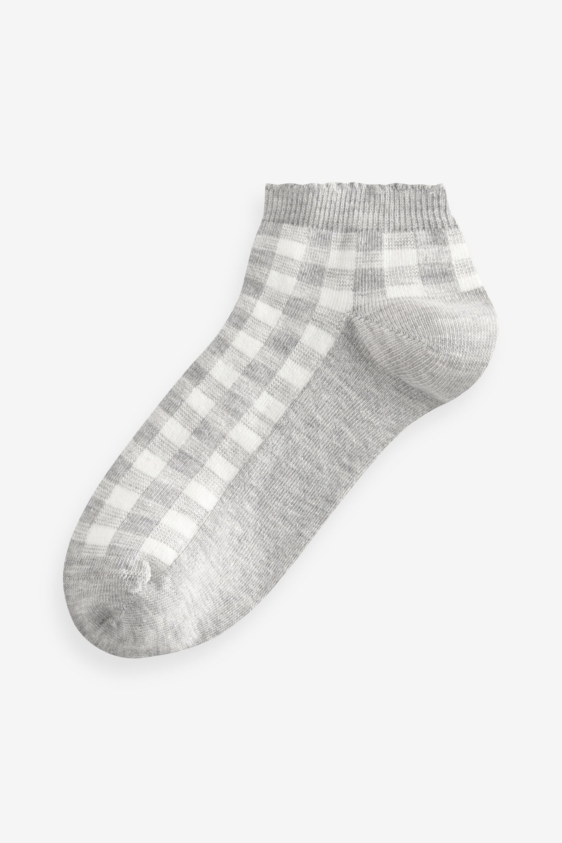 Multi Pastel Gingham Trainer Socks 5 Pack - Image 3 of 6