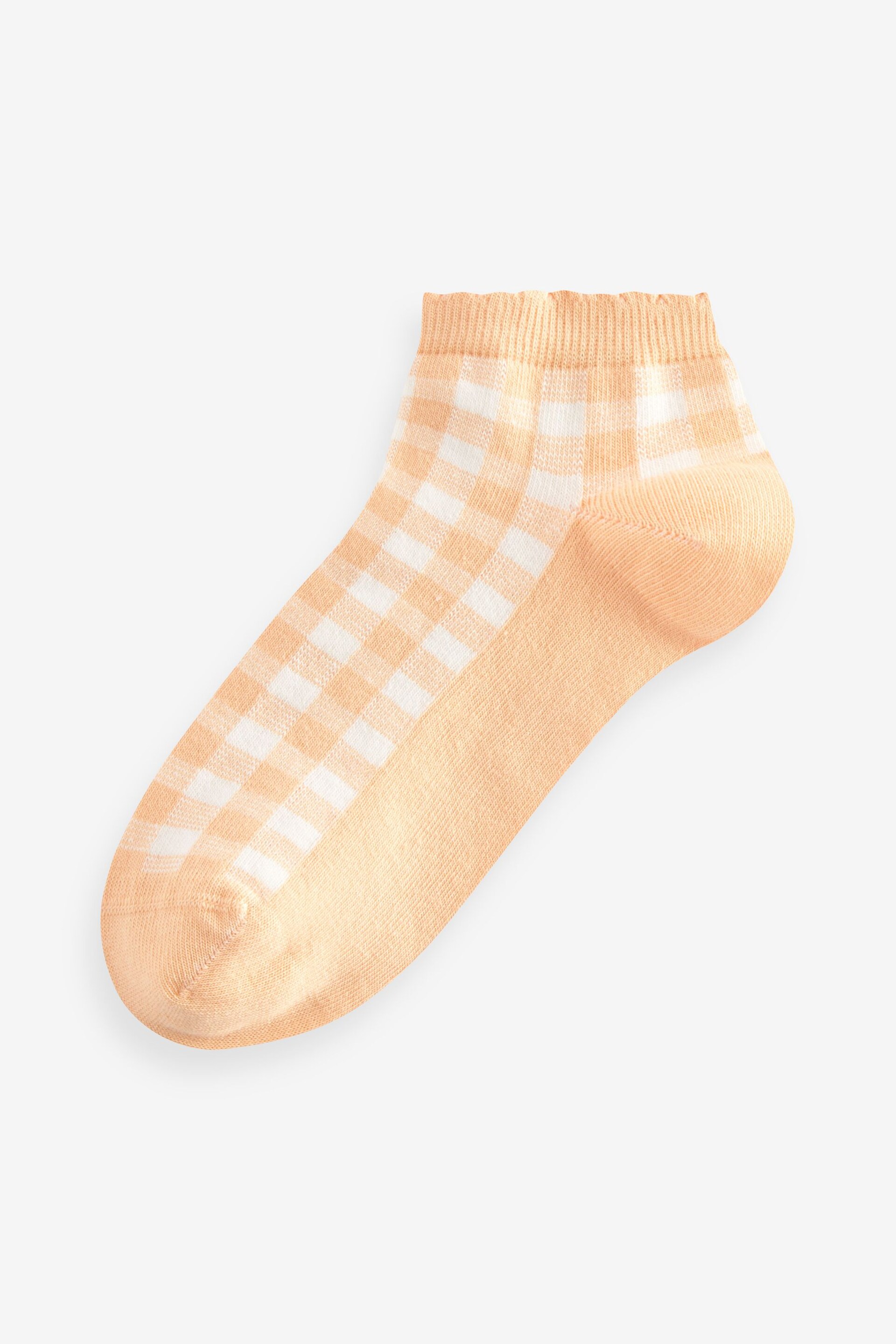 Multi Pastel Gingham Trainer Socks 5 Pack - Image 4 of 6