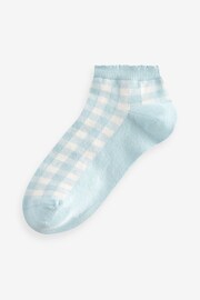 Multi Pastel Gingham Trainer Socks 5 Pack - Image 5 of 6