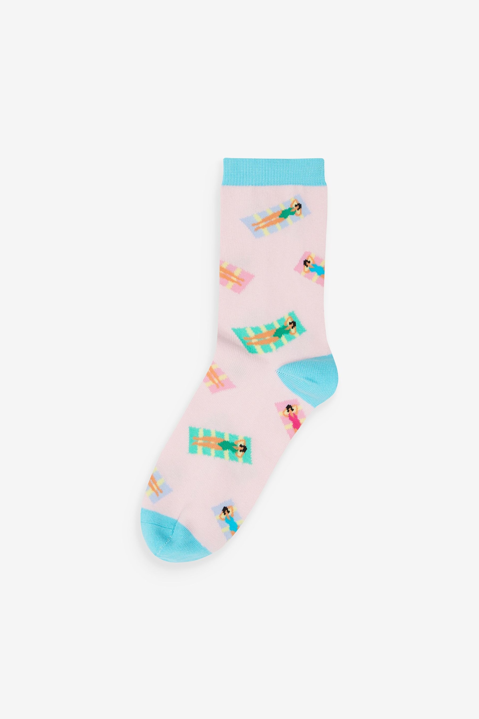 Pastel Beach Scene Ankle Socks 4 Pack - Image 5 of 5