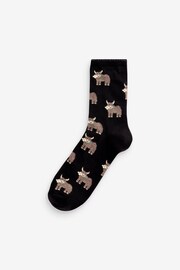 Black/Grey/White Hamish the Highland Cow Ankle Socks 4 Pack - Image 2 of 5