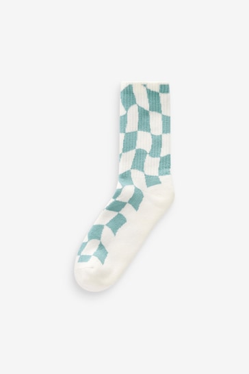 Pastel Checkerboard Cushion Sole Ribbed Sport Ankle Socks 3 Pack With Arch Support