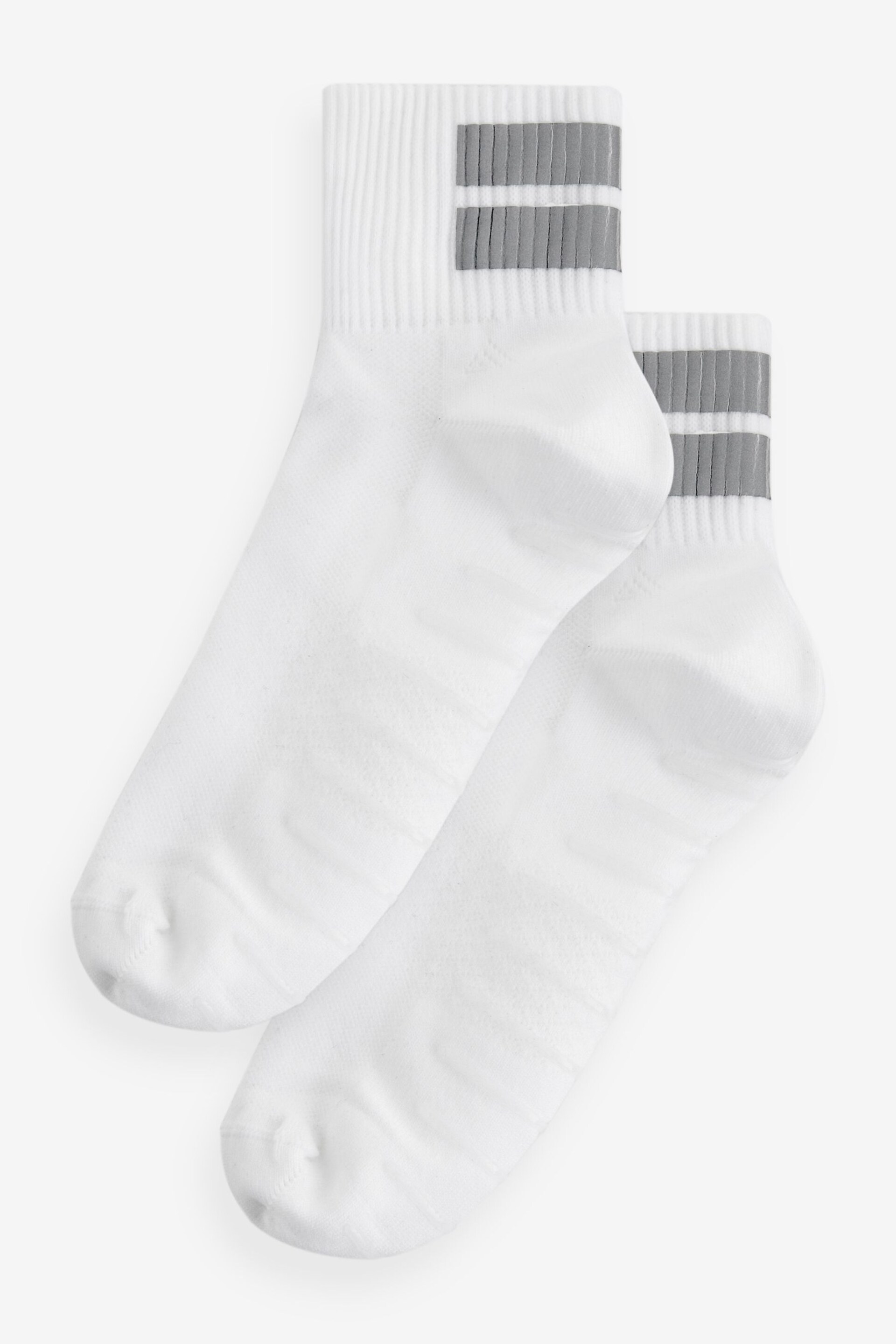 White Running Gripper Ankle Socks 2 Pack with Reflective Strip - Image 1 of 4