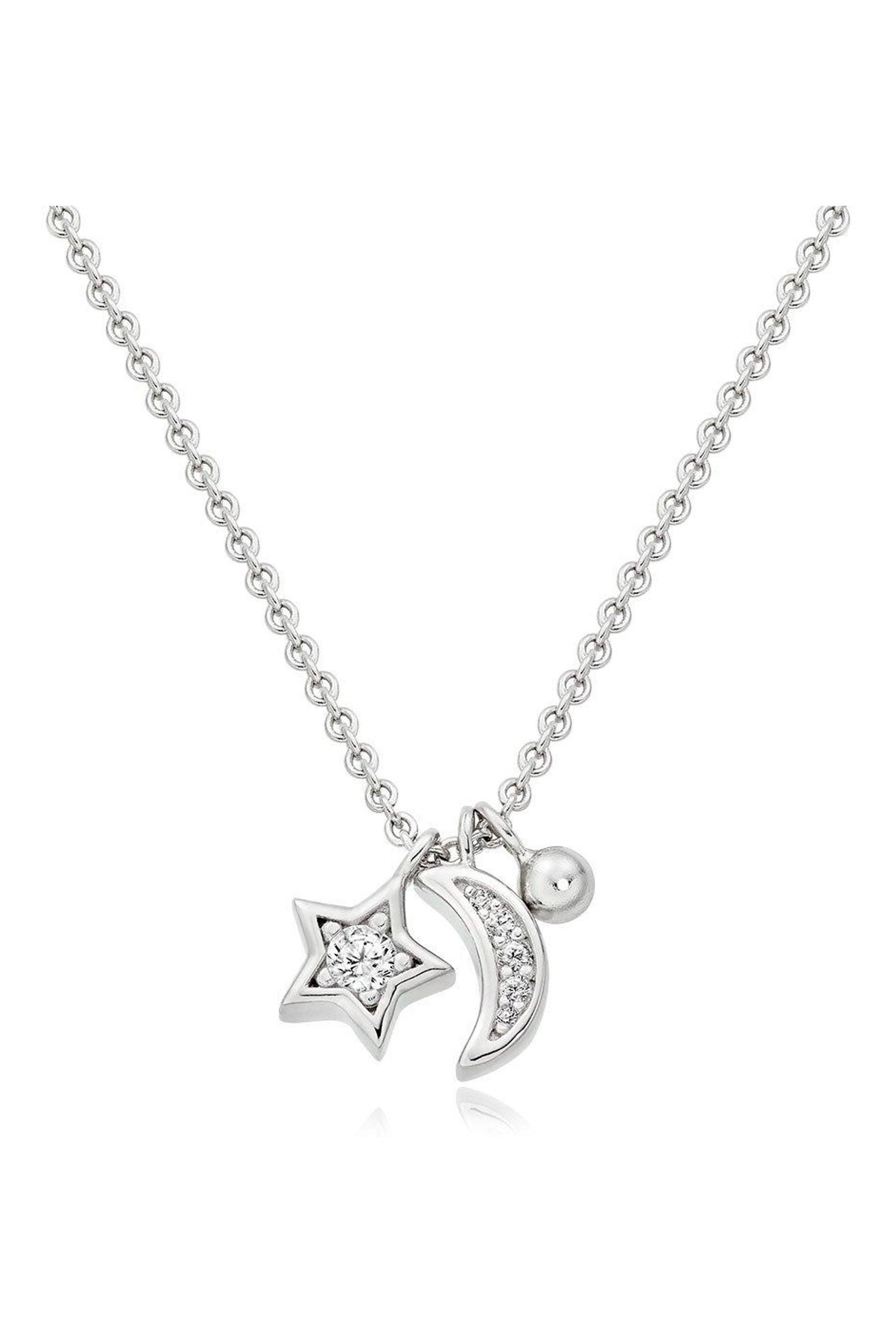 Buy Beaverbrooks Sterling Silver Cubic Zirconia Moon And Star Necklace from the Next UK online shop