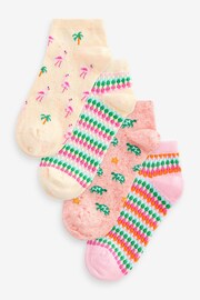 Flamingo / Turtle Textured Trainer Socks 4 Pack - Image 1 of 5