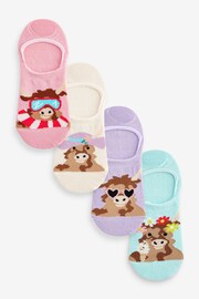 Multi Pastel Holiday Hamish The Highland Cow Invisible Trainer Socks 4 Pack - Image 1 of 5