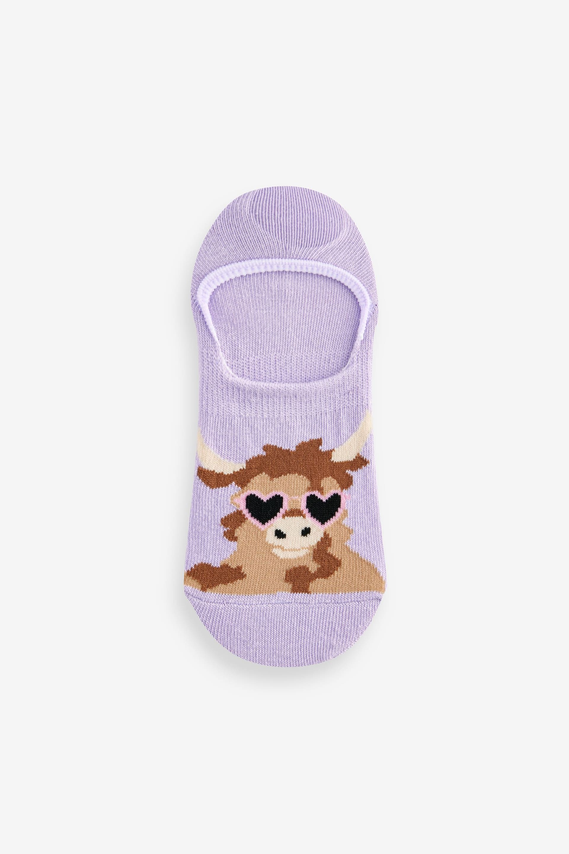 Multi Pastel Holiday Hamish The Highland Cow Invisible Trainer Socks 4 Pack - Image 4 of 5