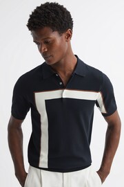 Reiss Navy Bello Striped Polo T-Shirt - Image 1 of 4