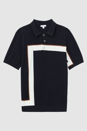 Reiss Navy Bello Striped Polo T-Shirt - Image 2 of 4
