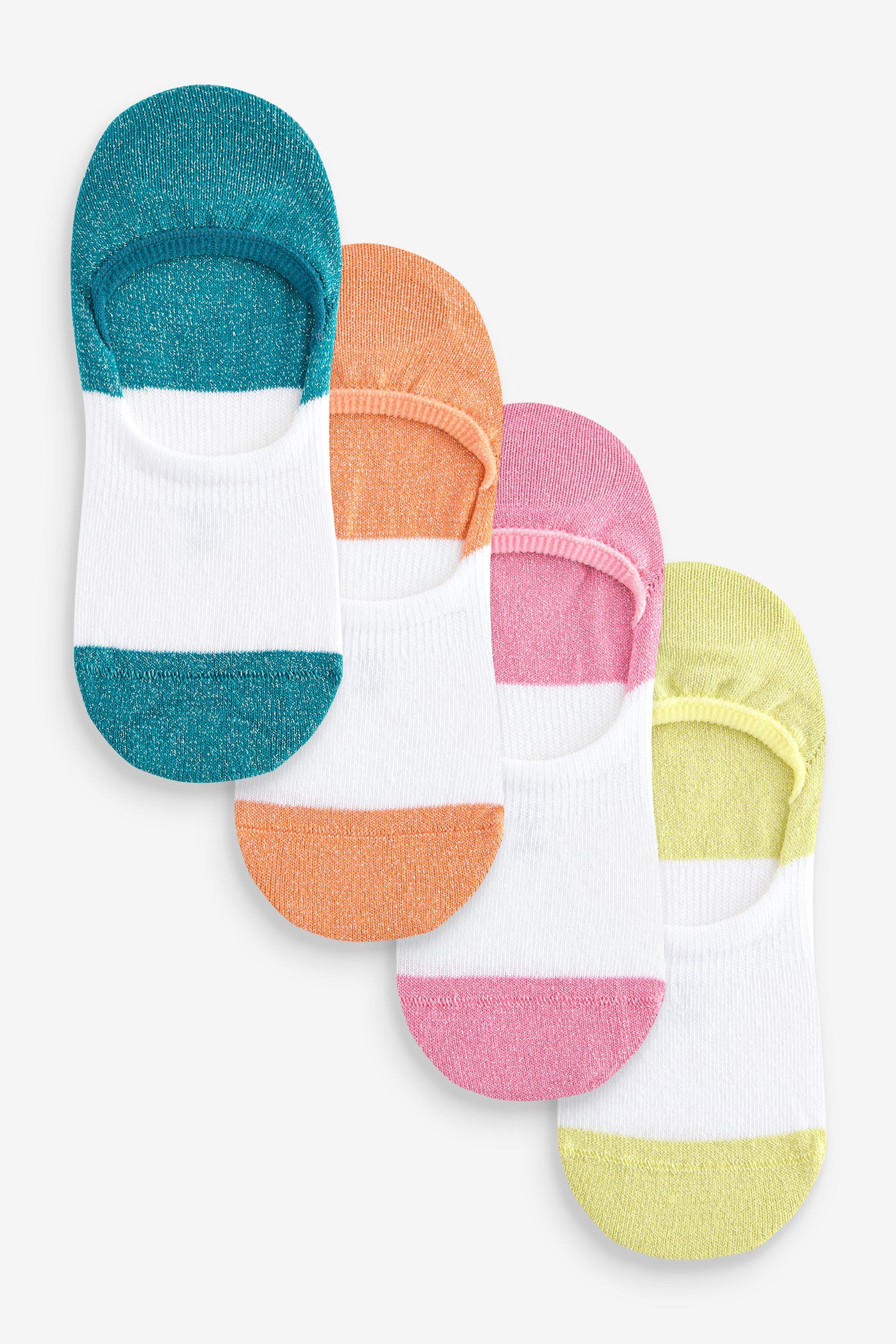 Buy White Multi Sparkle Invisible Trainer Socks 4 Pack from the Next UK online shop
