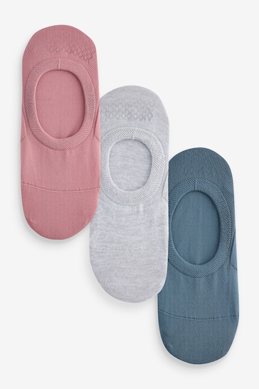 Pink/Grey/Blue Invisible Trainer Socks 3 Pack