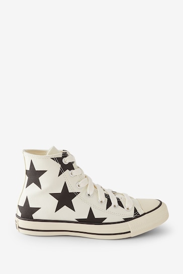 Converse White/Black Chuck Taylor All Star Lift Star Print Trainers