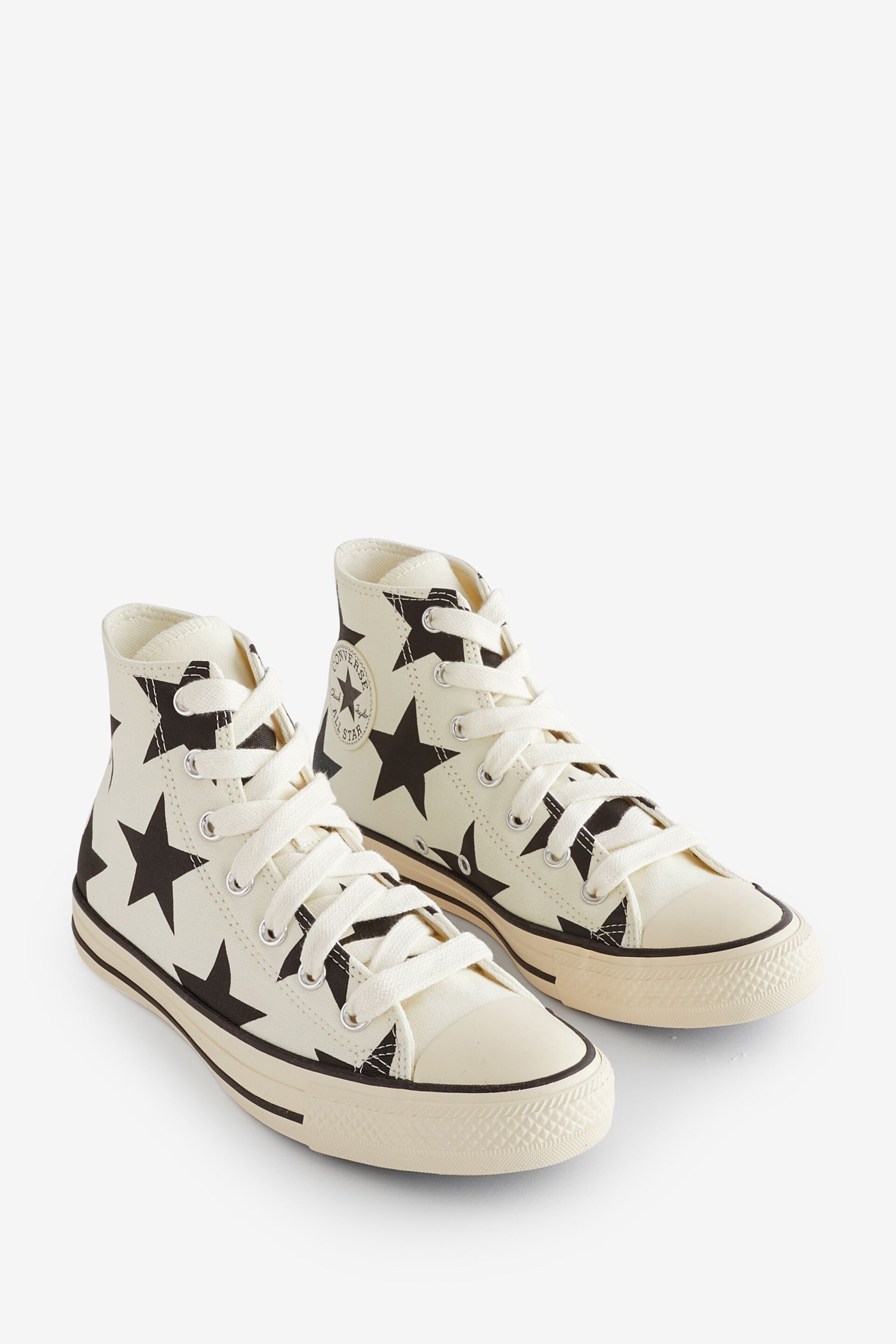 Converse White/Black Chuck Taylor All Star Lift Star Print Trainers - Image 3 of 9