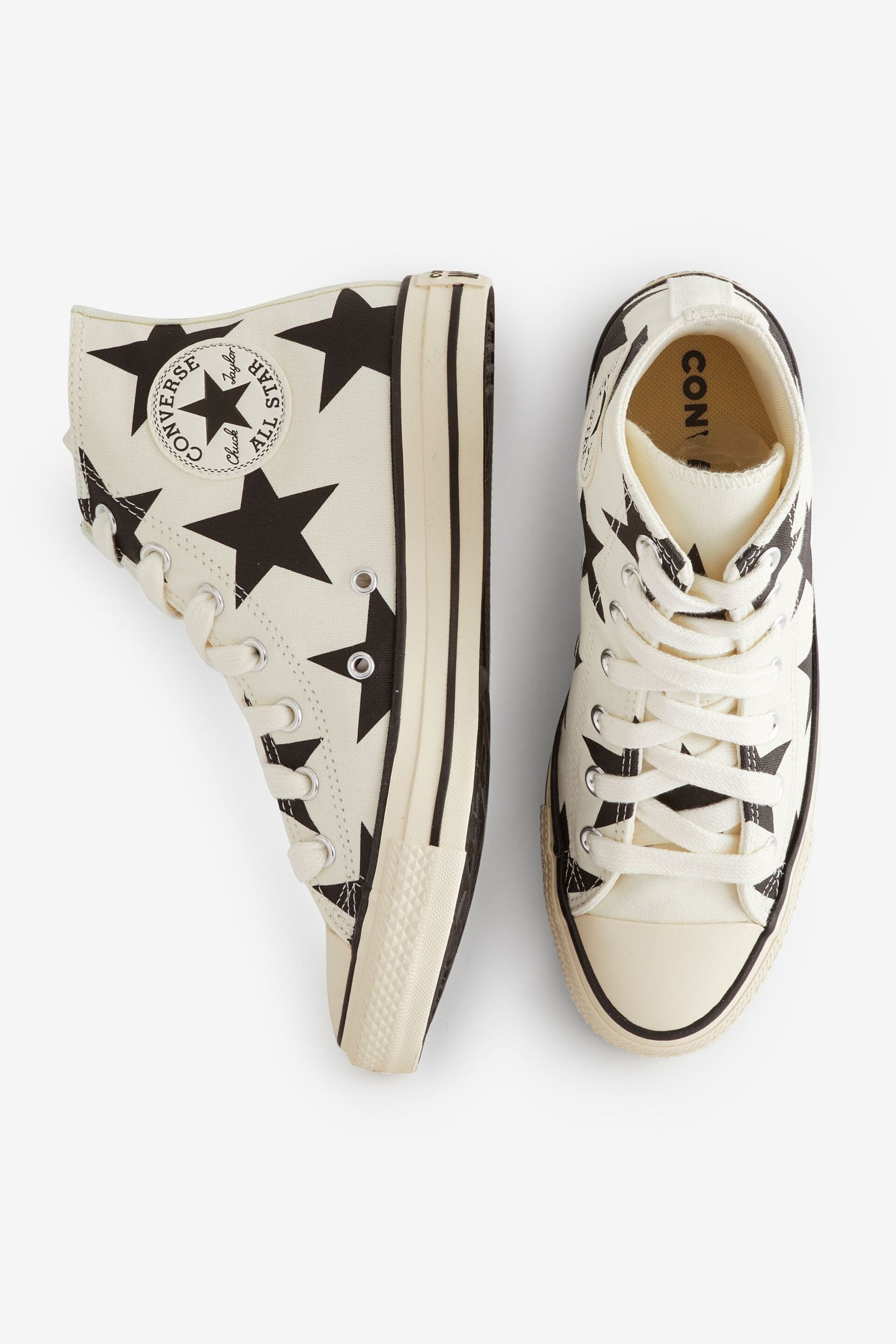 Converse White/Black Chuck Taylor All Star Lift Star Print Trainers - Image 9 of 9