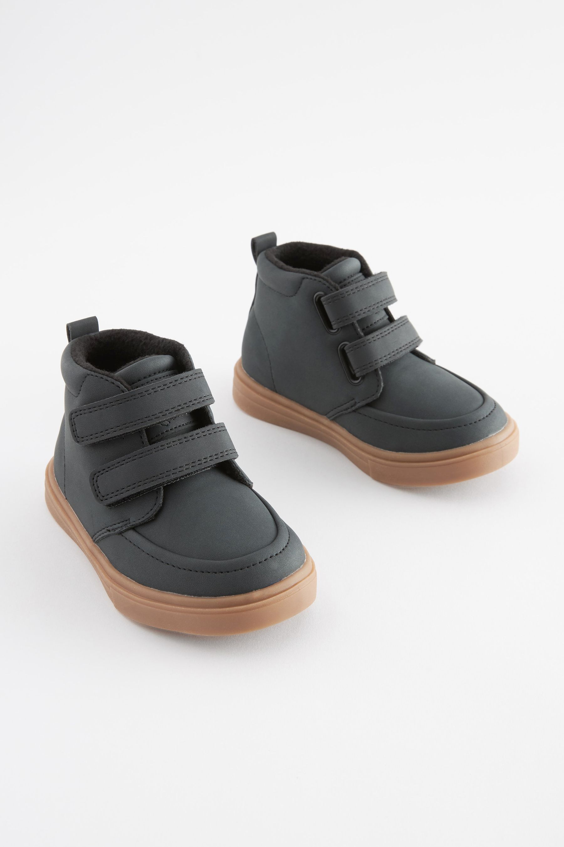 Buy Black with Gum Sole Wide Fit G Warm Lined Touch Fastening Boots from Next Oman