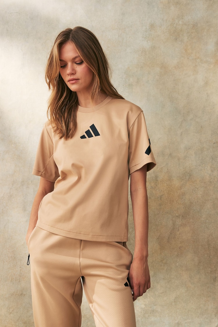 adidas Brown Z.N.E 100% Cotton T-Shirt - Image 2 of 6