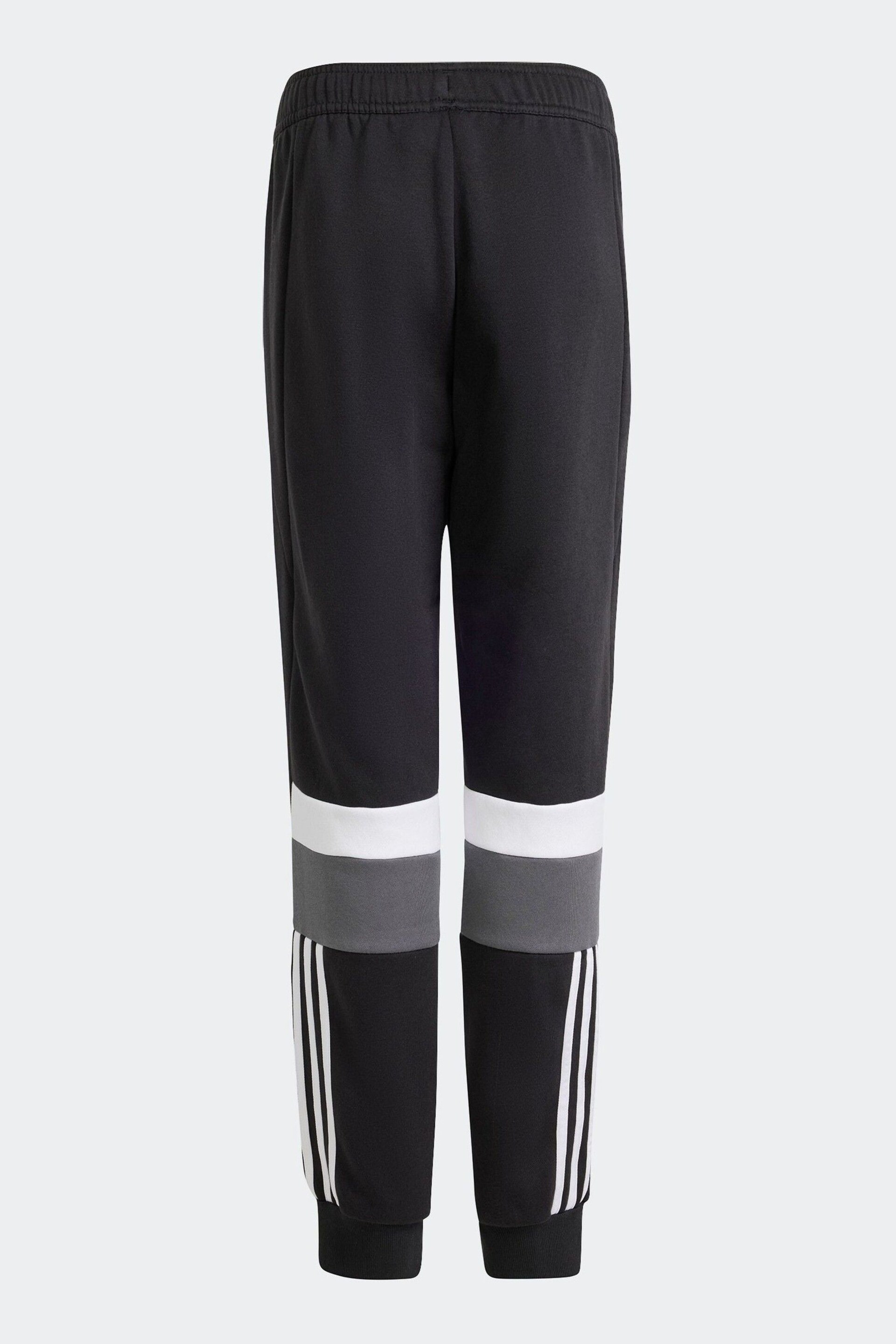 adidas Black Kids Sportswear Tiberio 3 Stripes Colourblock Fleece Joggers - Image 2 of 6