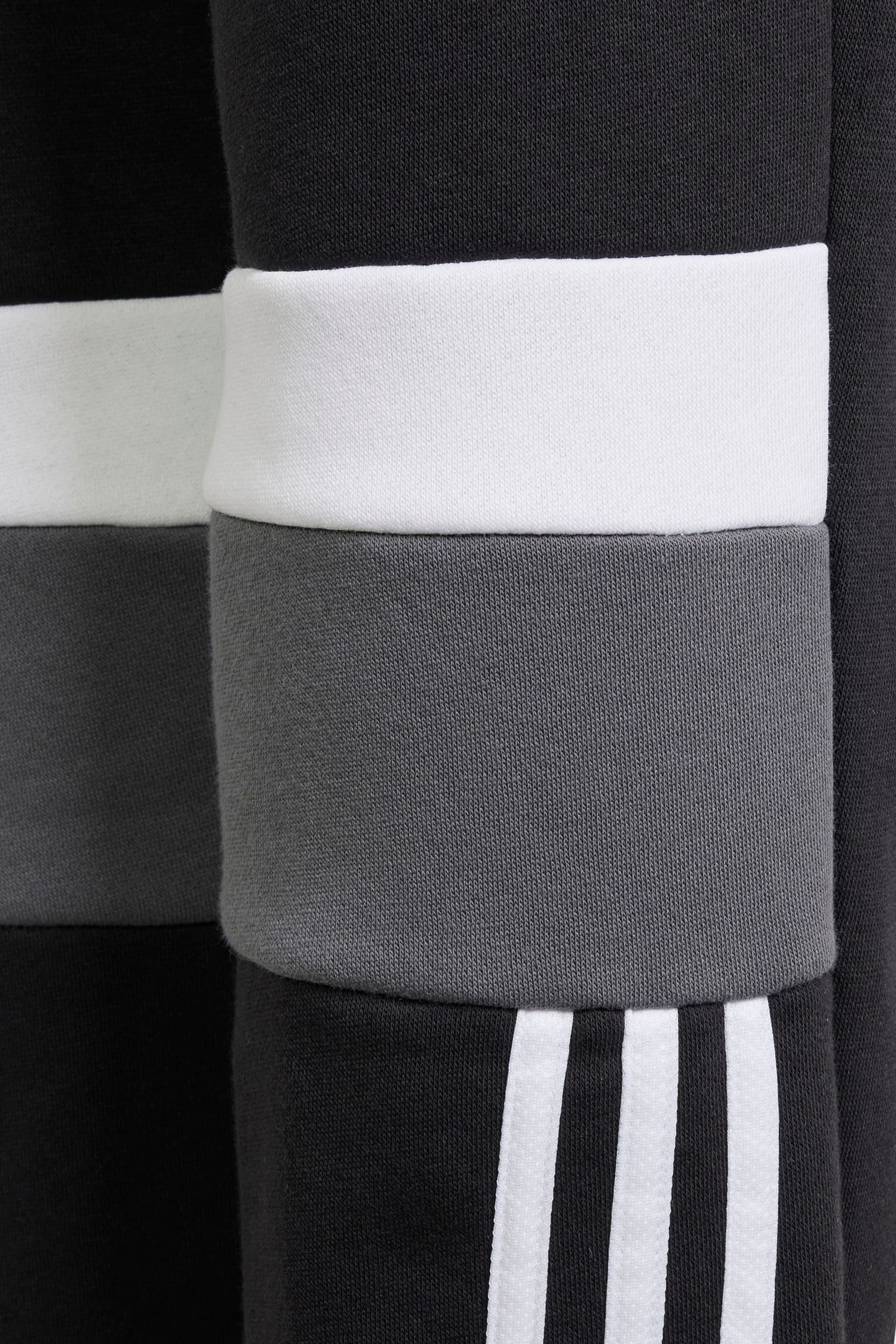 adidas Black Kids Sportswear Tiberio 3 Stripes Colourblock Fleece Joggers - Image 4 of 6