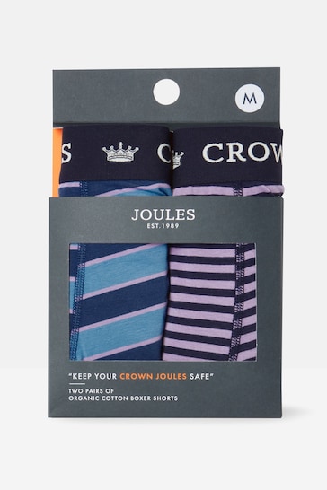 Joules Crown Joules Blue/Purple Cotton Boxer Briefs (2 Pack)