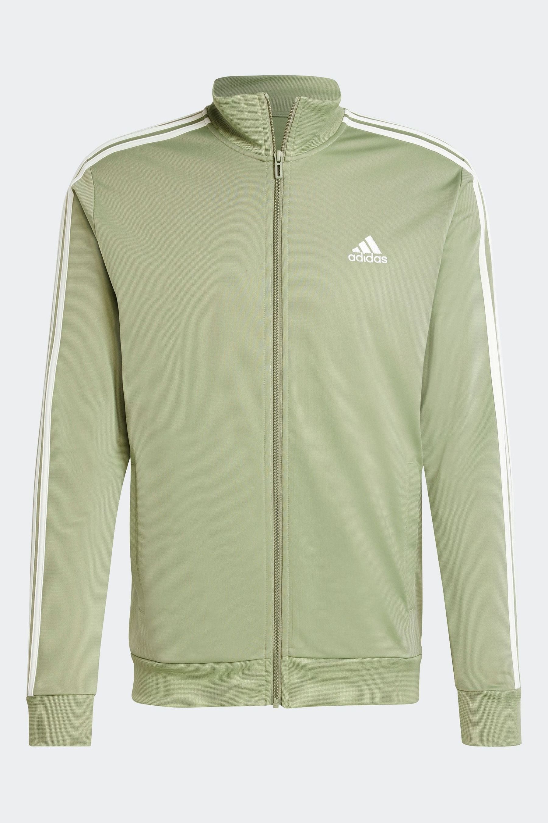 Adidas 3 stripe green tracksuit jacket cheap