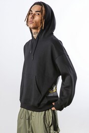 Religion Black Relaxed Fit Brushed Back Hoodie - Image 1 of 5