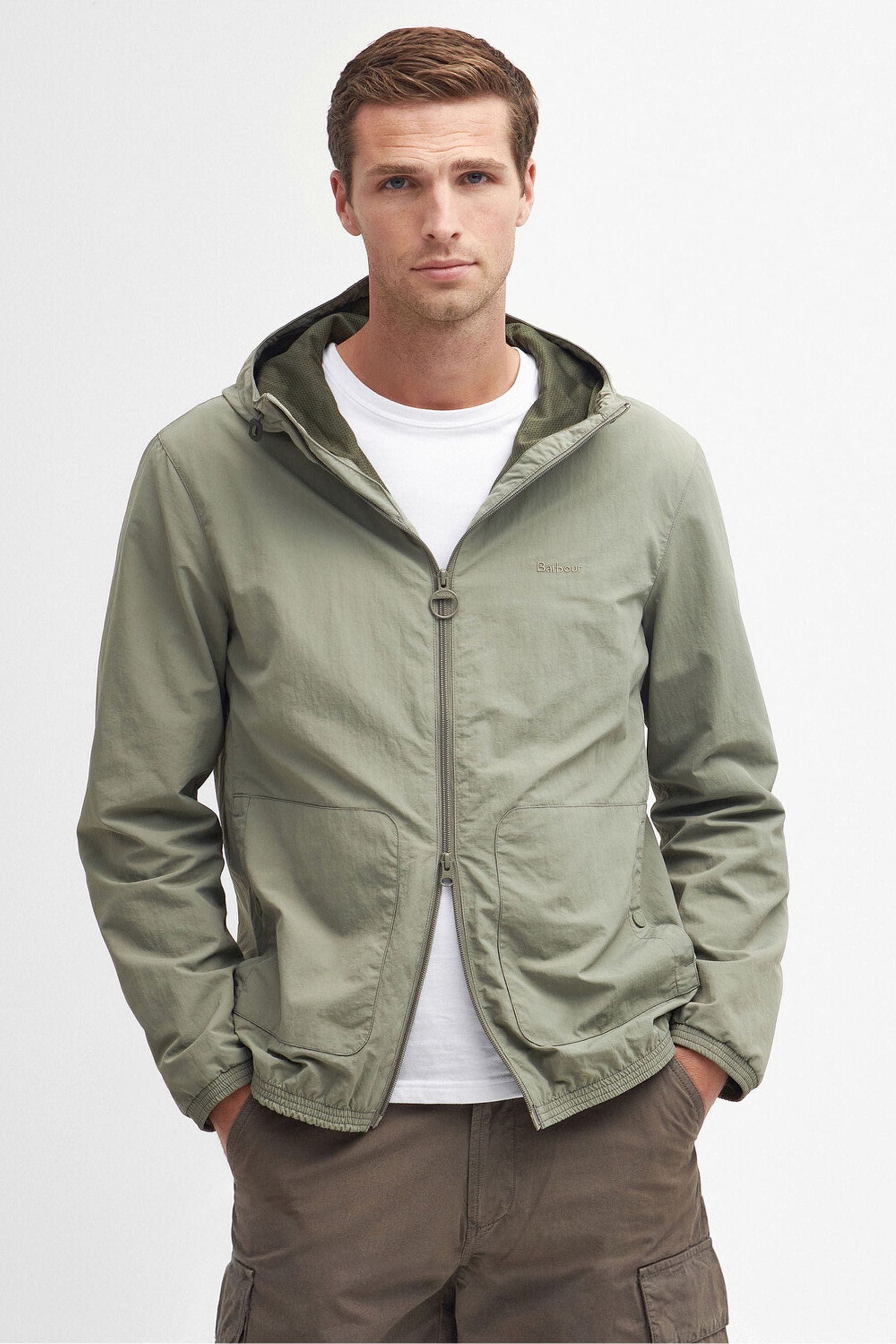 Barbour green hooded jacket sale