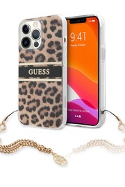 Guess Natural iPhone 13 Pro Case - Pc/Tpu Stripe with Charm Chain - Image 4 of 8