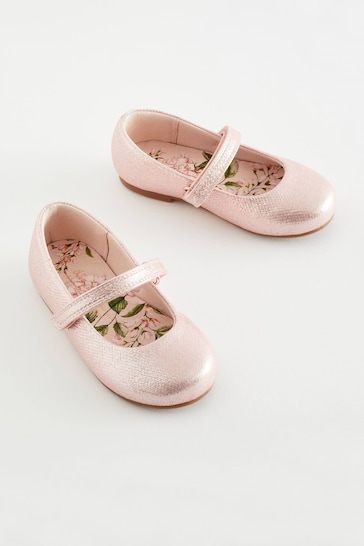 Pink Wide Fit (G) Metallic Mary Jane Occasion Shoes