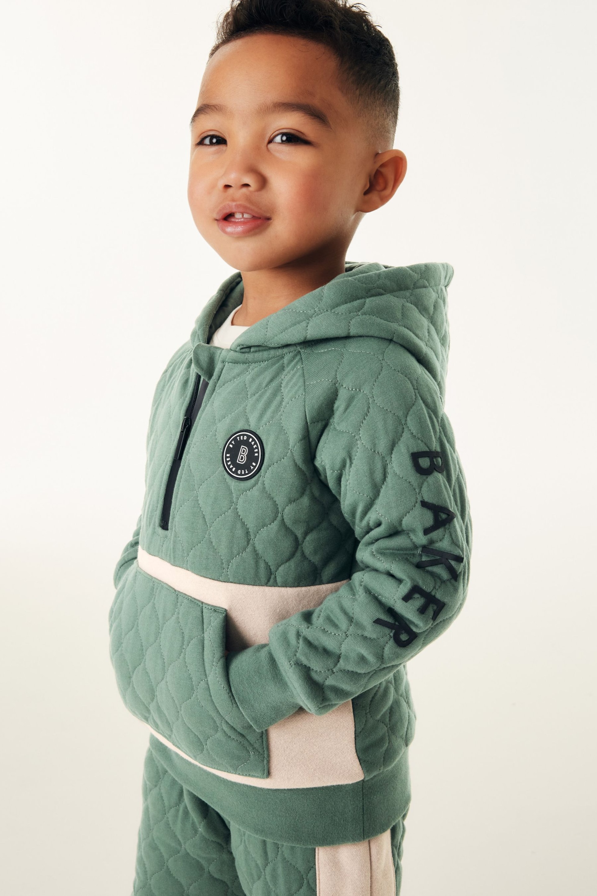 Baker by Ted Baker Green Quilted Hoodie and Jogger Set - Image 4 of 12