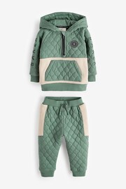 Baker by Ted Baker Green Quilted Hoodie and Jogger Set - Image 9 of 12