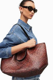 AllSaints Brown Allington Straw Tote Bag - Image 1 of 7