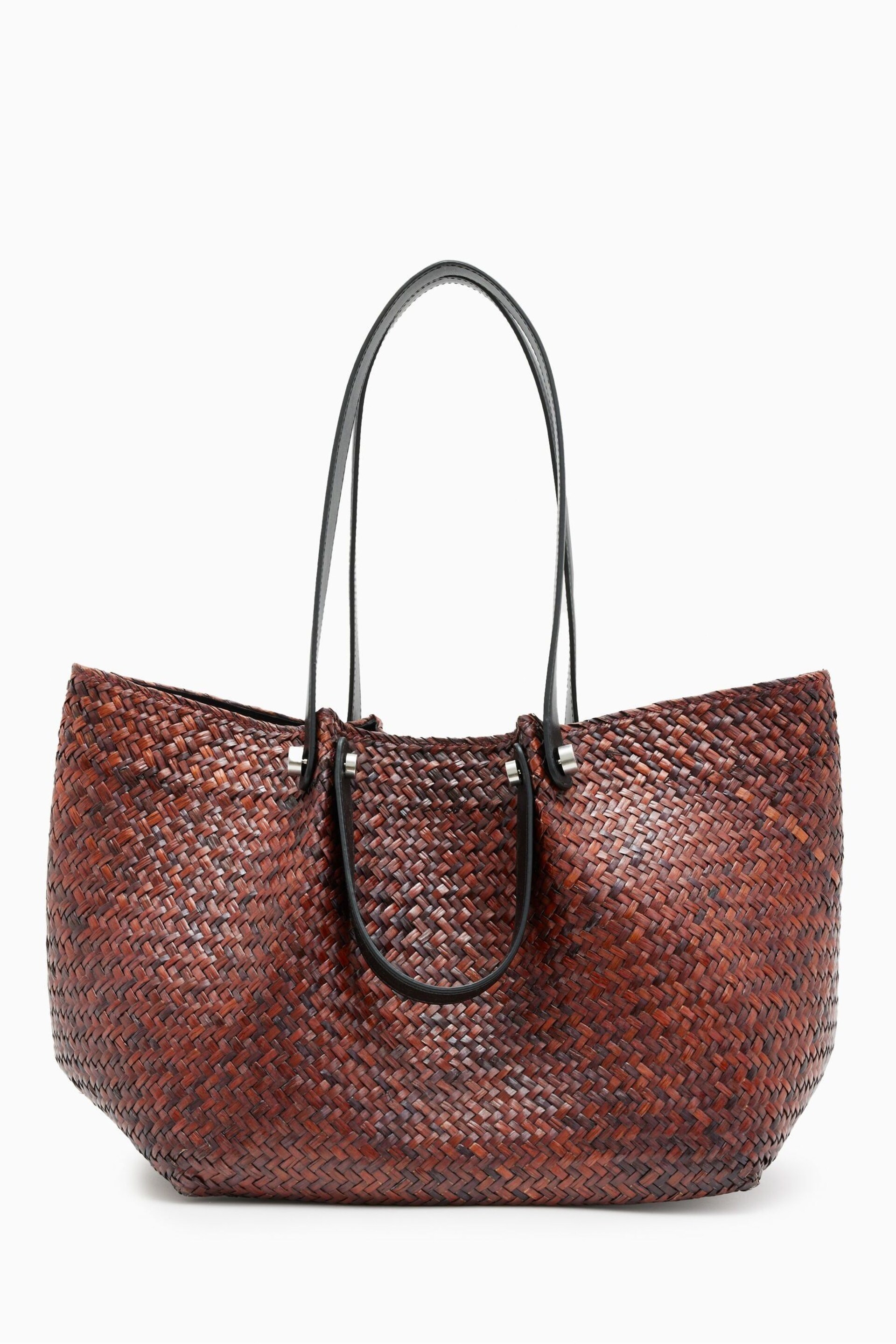 AllSaints Brown Allington Straw Tote Bag - Image 2 of 7