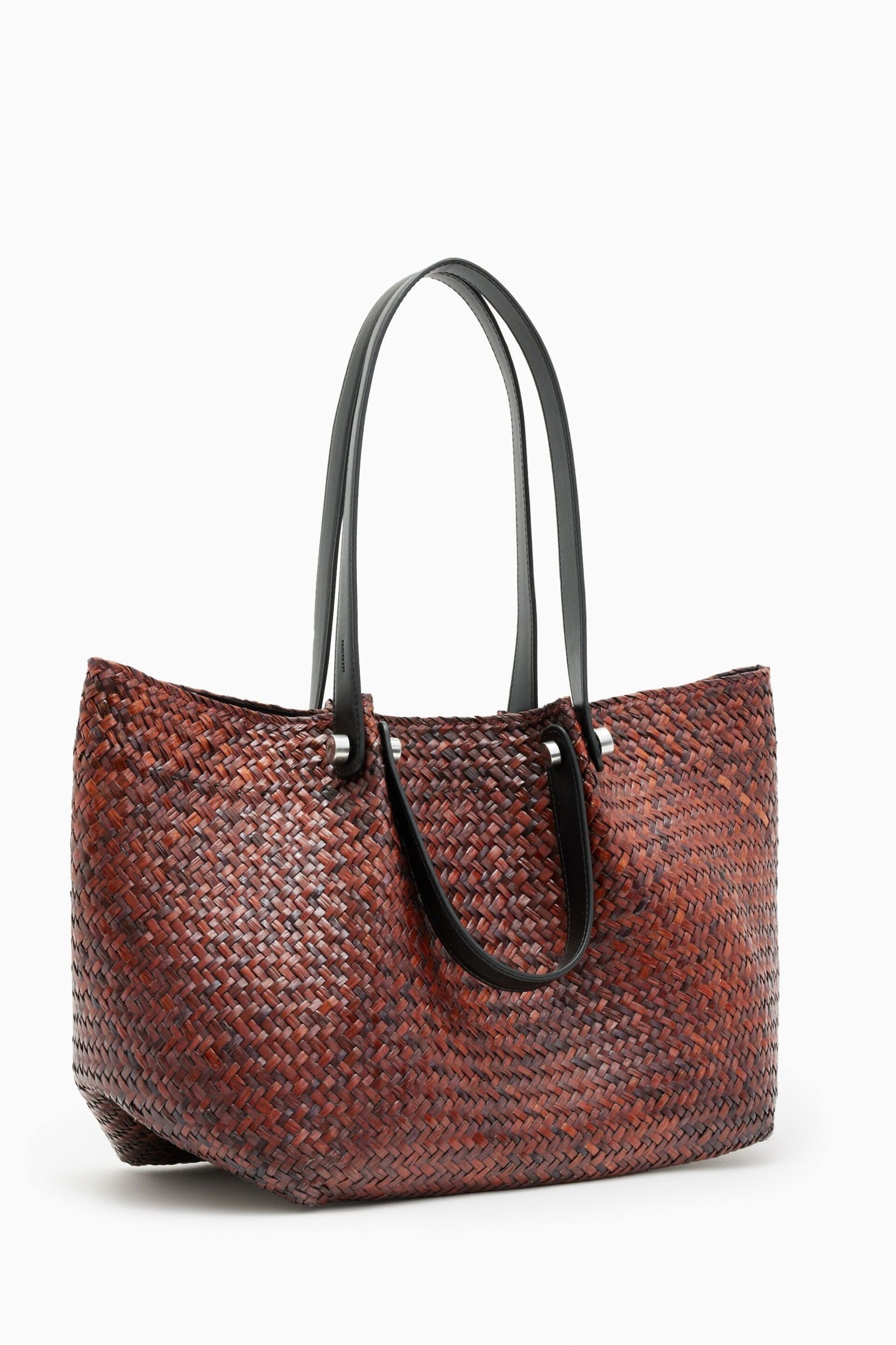 AllSaints Brown Allington Straw Tote Bag - Image 4 of 7