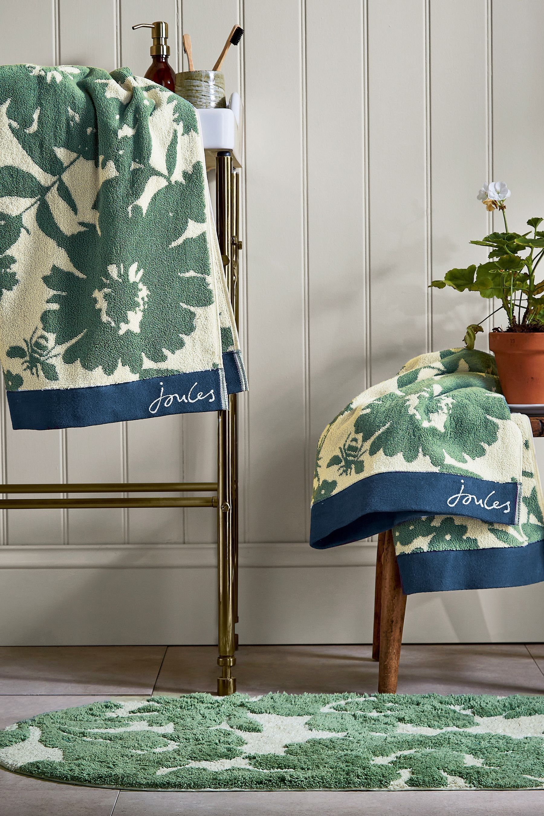 Buy Joules Green Aplarist Floral 100 Cotton Towel from Next Luxembourg