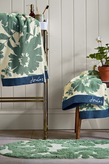 Joules Green Aplarist Floral Towel