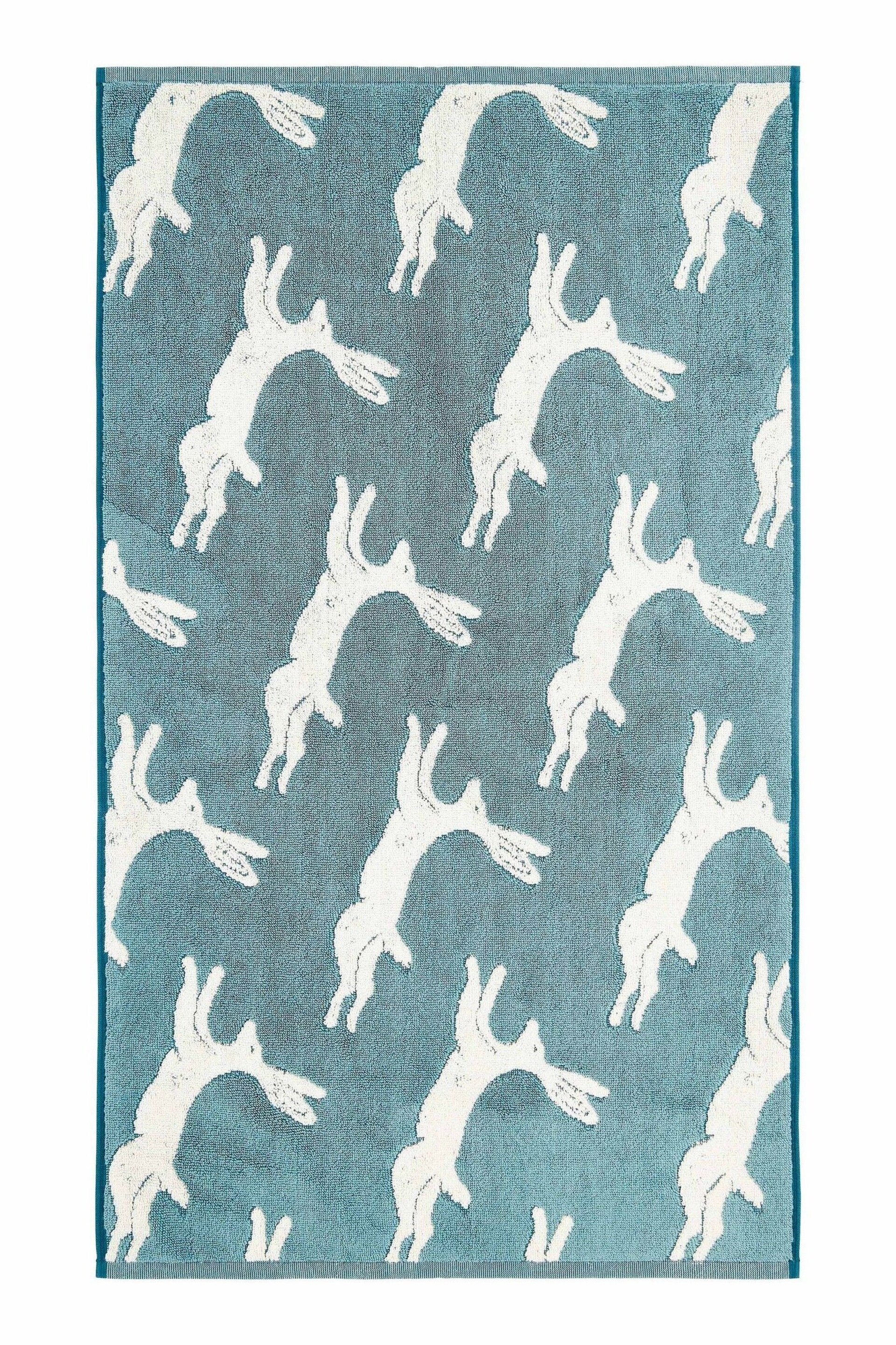 Joules Teal Jumping Hare Bath Mat - Image 2 of 2