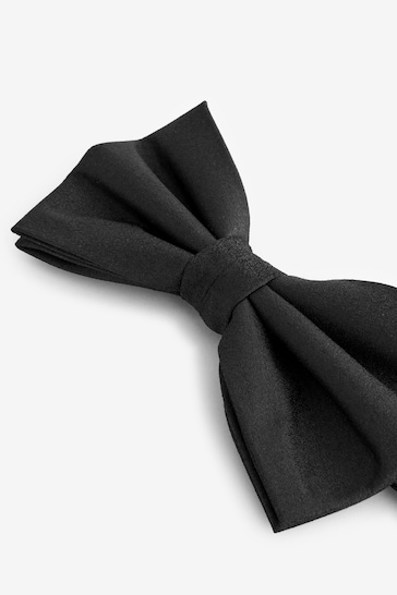 Black Plain Silk Bow Tie