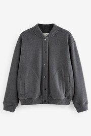 Charcoal Grey Fleece Bomber Jacket - Image 4 of 5