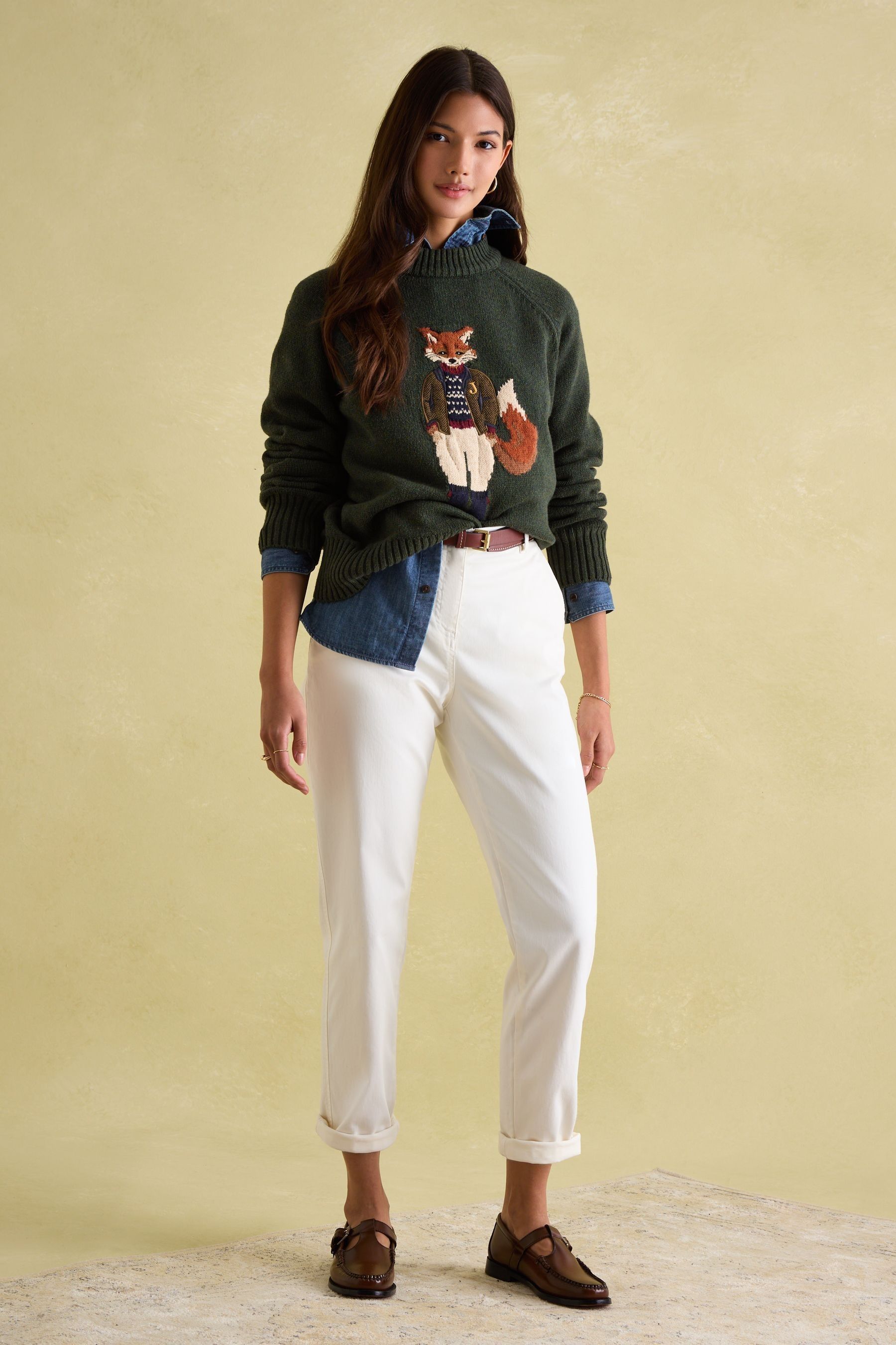 Buy Joules Jonty Dark Green Intarsia Fox Knit Jumper from Next USA