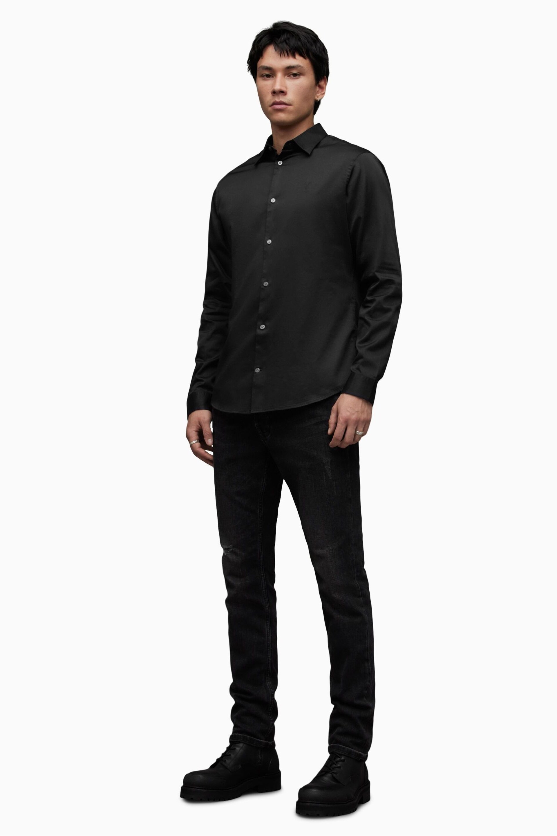 AllSaints Black Simmons Shirt - Image 3 of 6