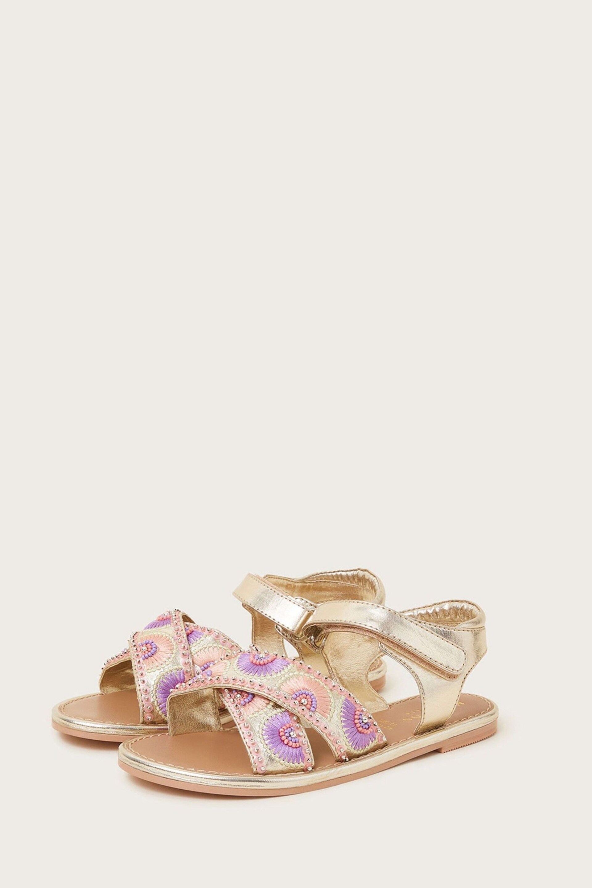 Monsoon Gold Beaded Fan Sandals - Image 2 of 3