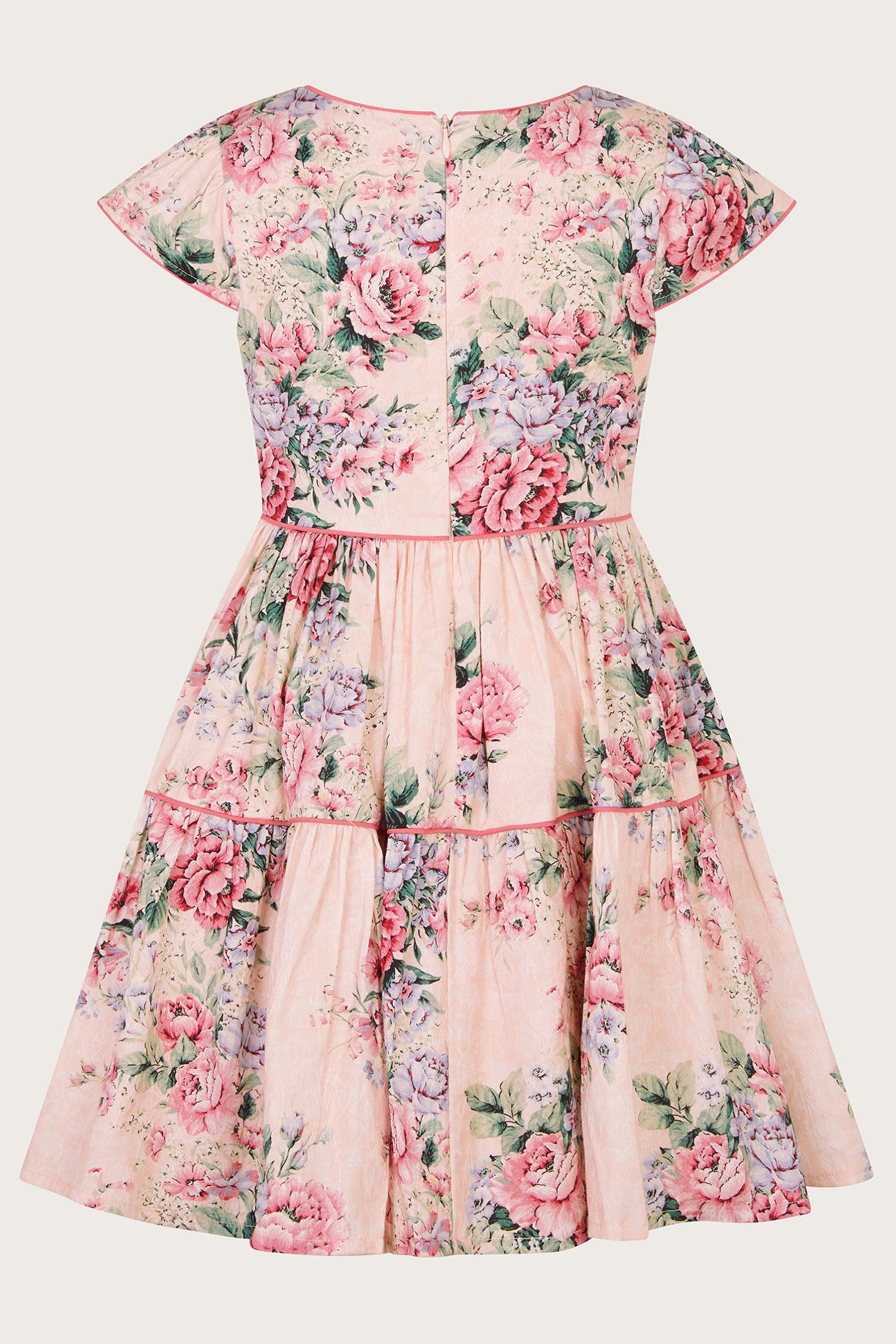 Buy Monsoon Pink 100 Cotton Jacquard Rose Dress from Next Oman