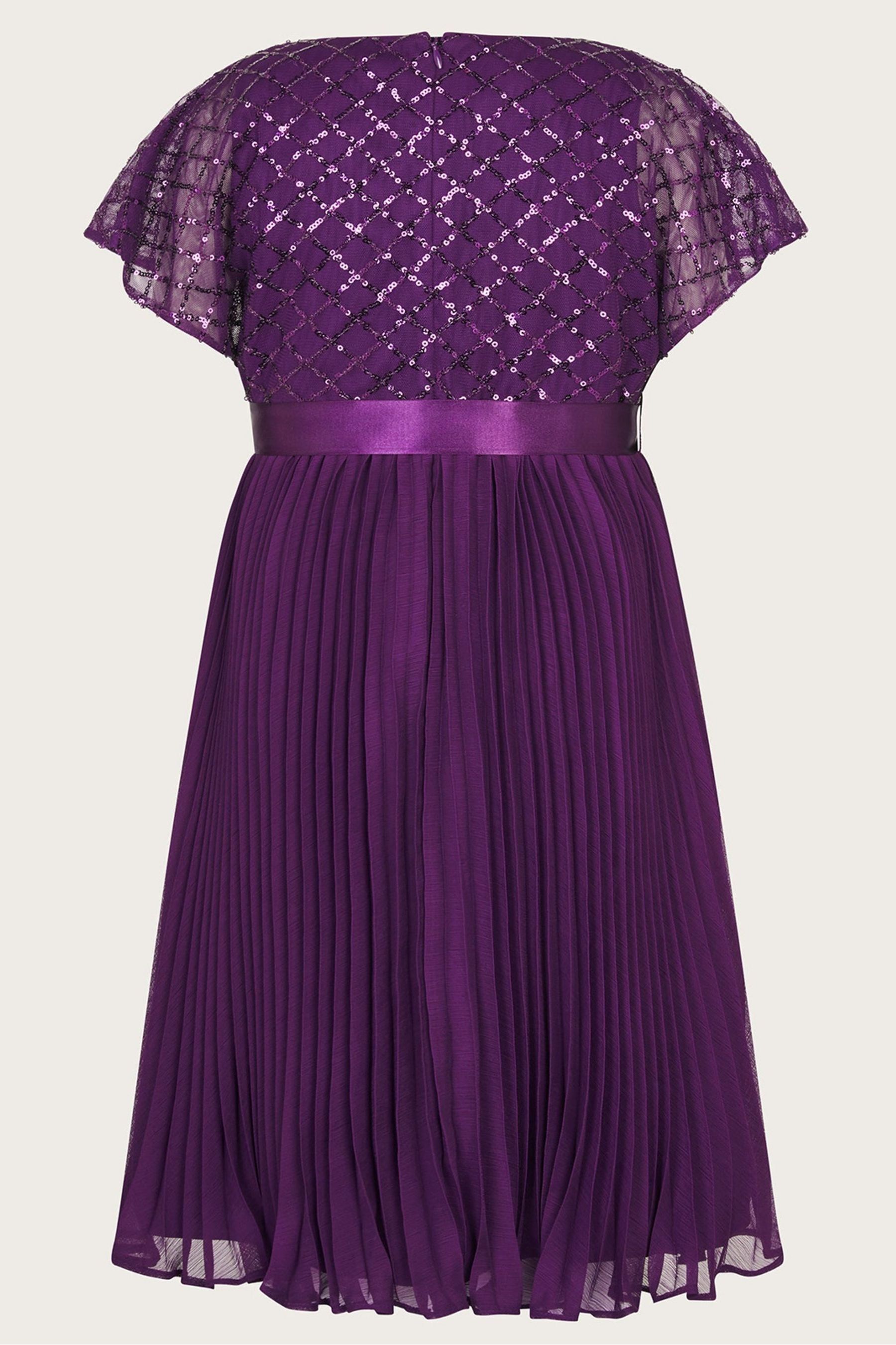 Buy Monsoon Purple Keita Cape Sequin Pleated Dress from Next Luxembourg