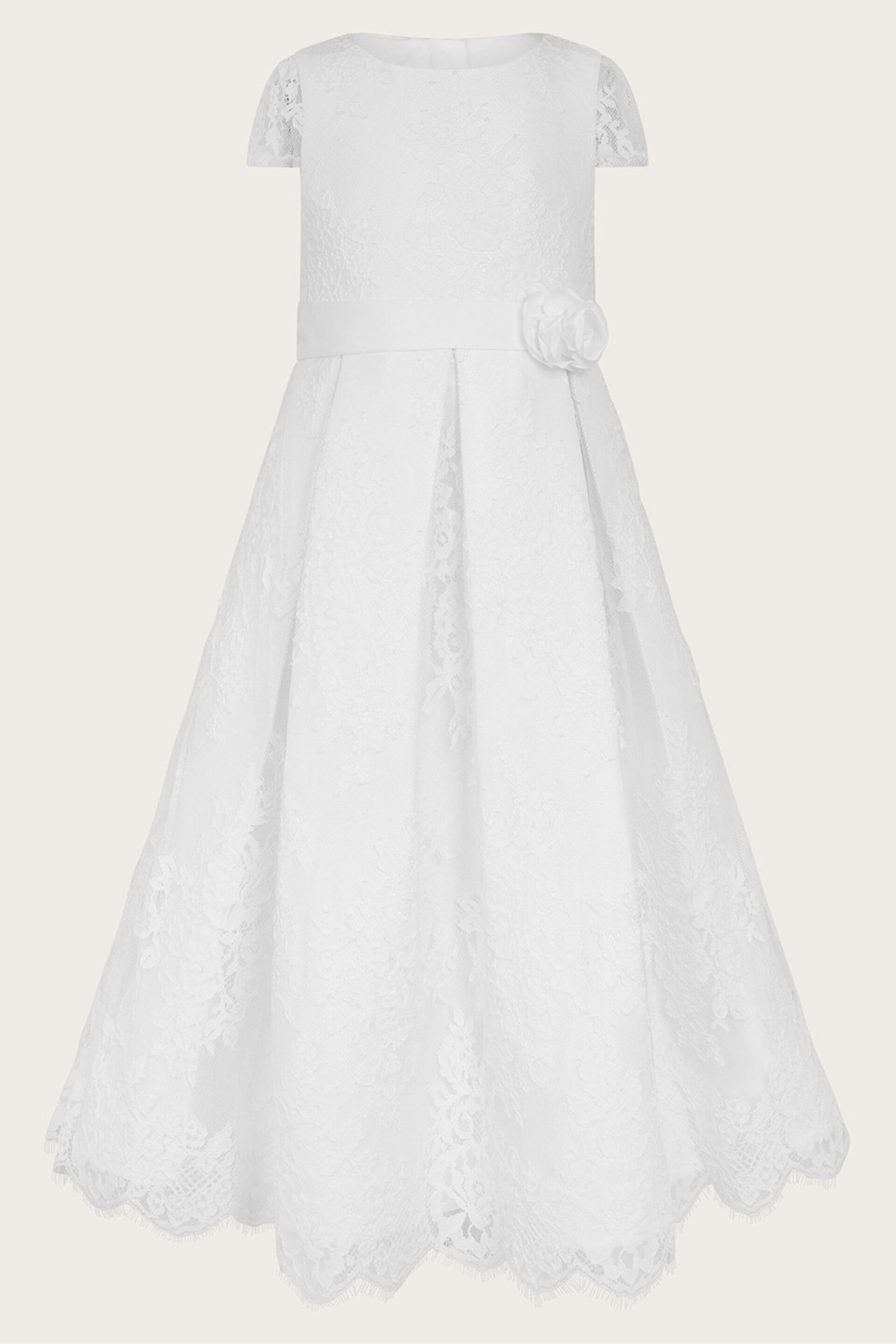 Monsoon White Floral Lace Pleated Dress - Image 1 of 3