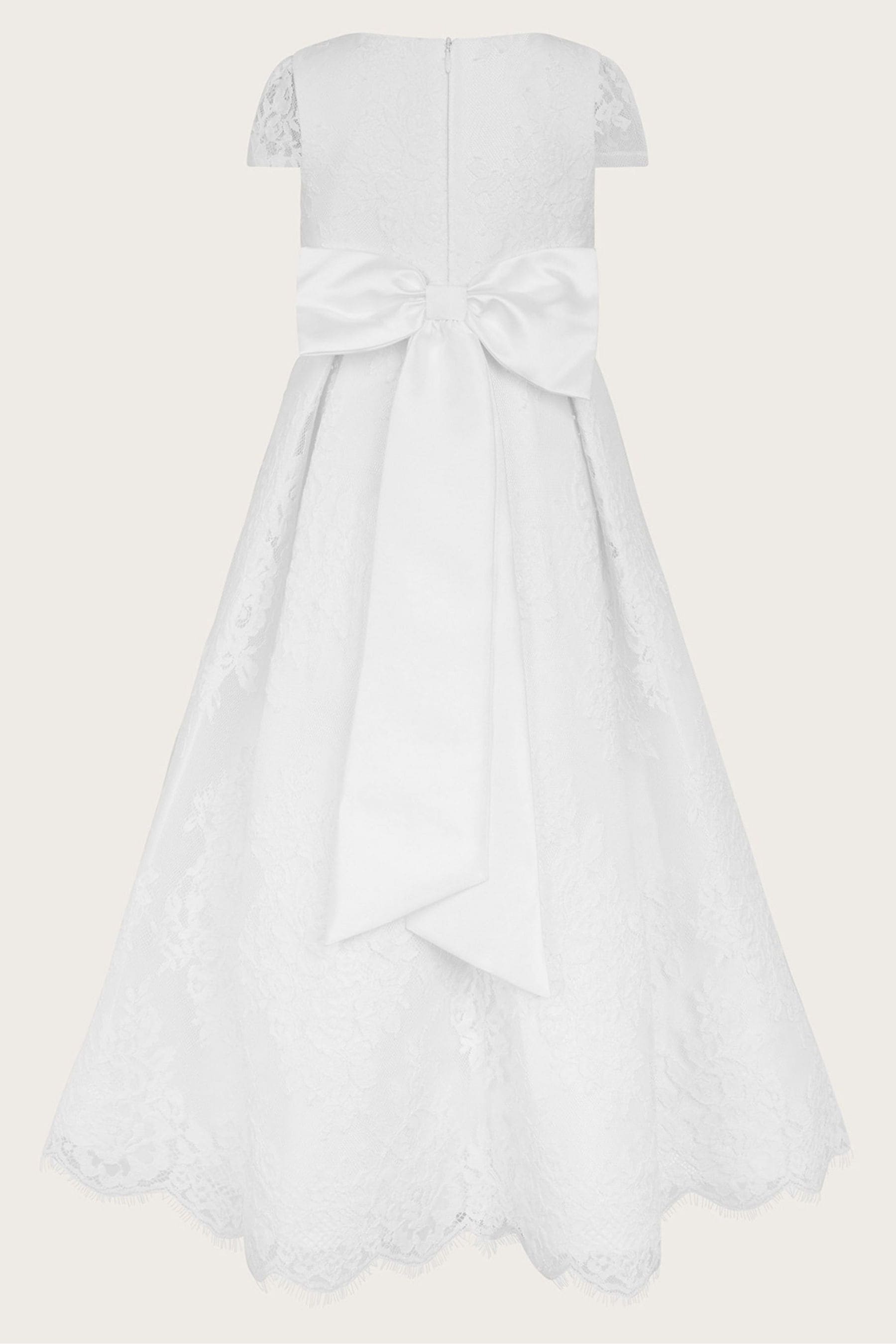 Monsoon Floral Lace Pleated White Dress