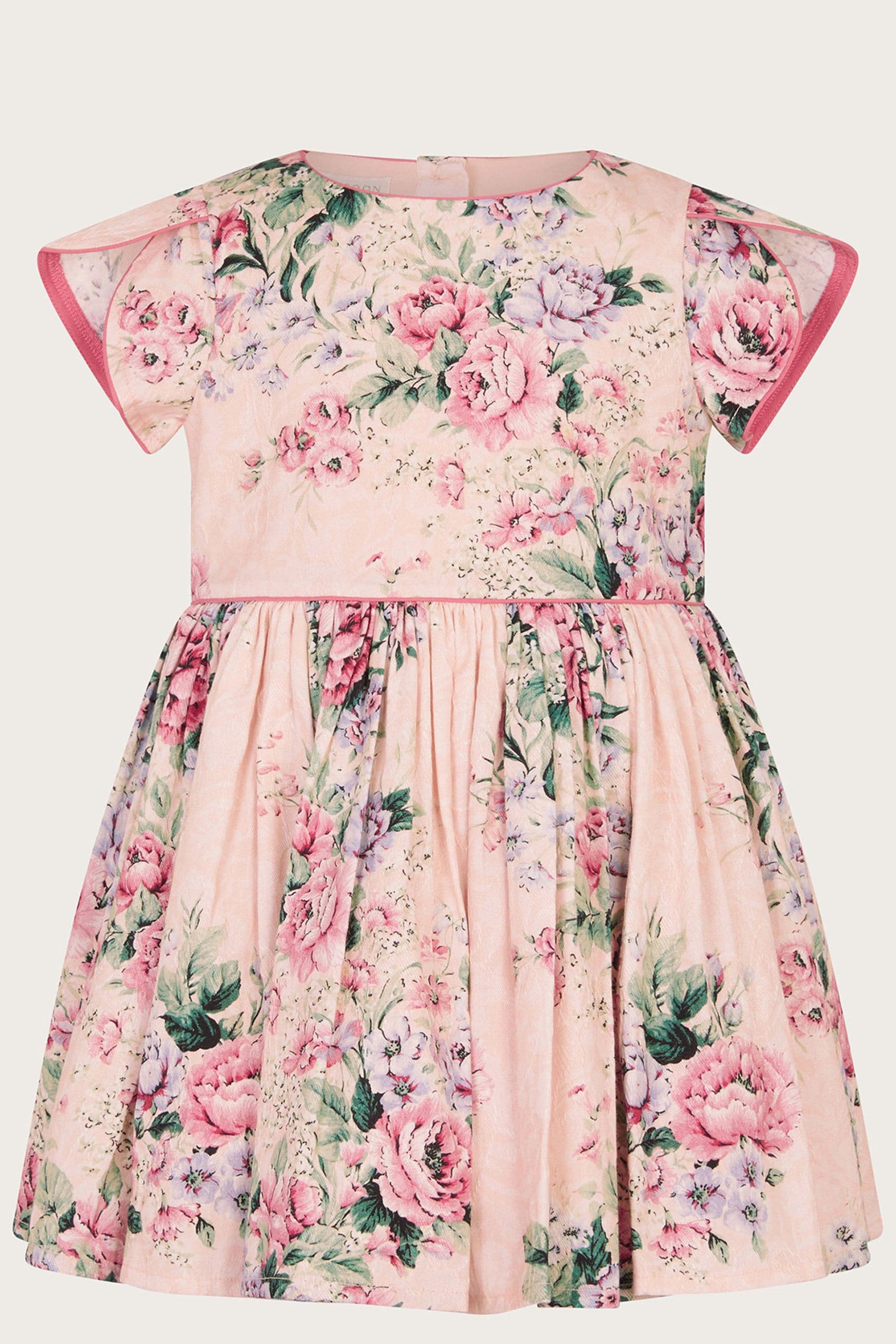 Monsoon Baby Pink Jacquard Rose Dress