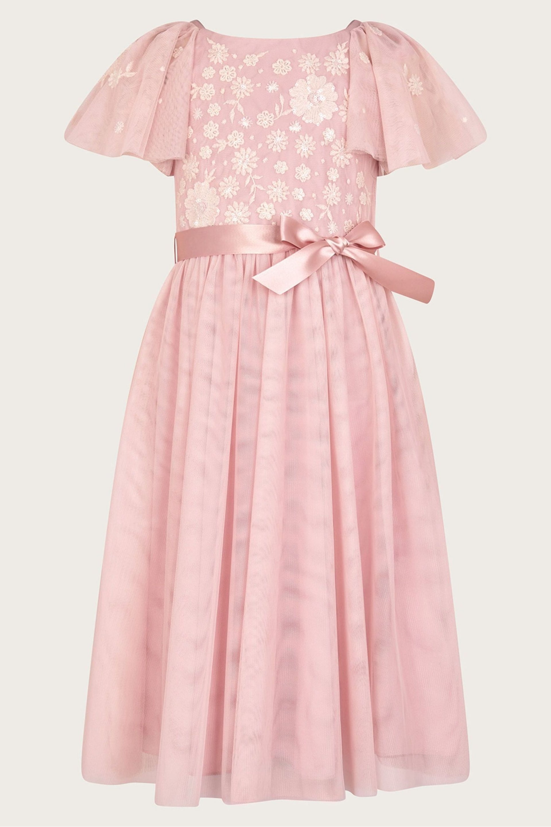 Monsoon Pink Giselle Embellished Floral Dress - Image 1 of 3
