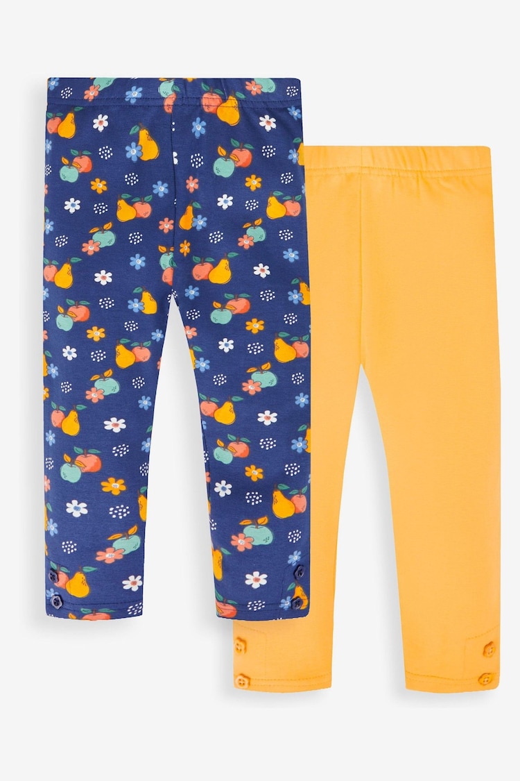 JoJo Maman Bébé Navy Blue Fruit & Yellow Girls' 2-Pack Leggings - Image 1 of 5