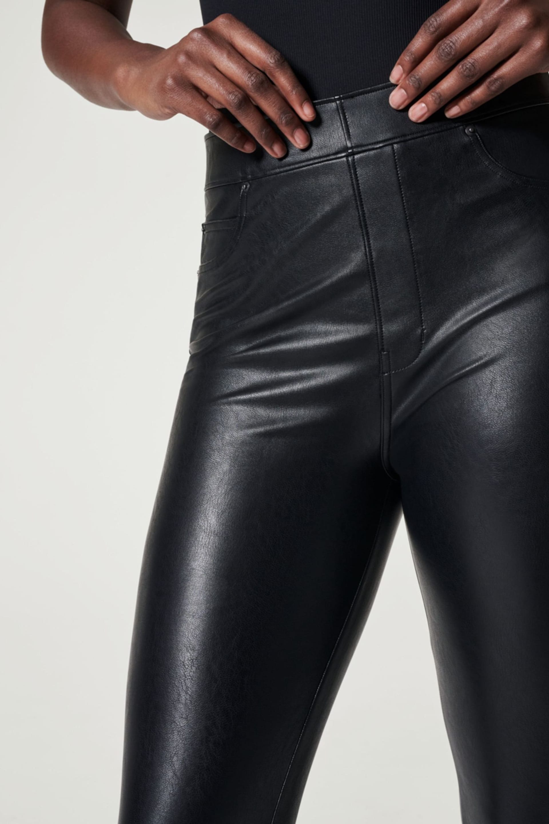 SPANX® Leather Like Ankle Skinny Black Trousers - Image 4 of 4